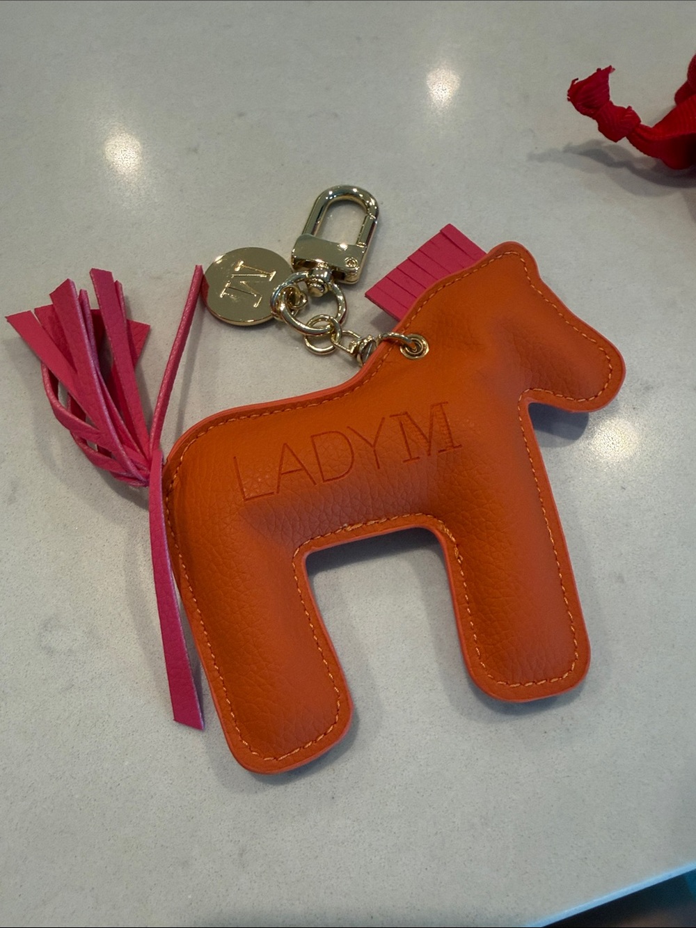Orange Leather Horse Charm Keychain - Picture 2 of 5